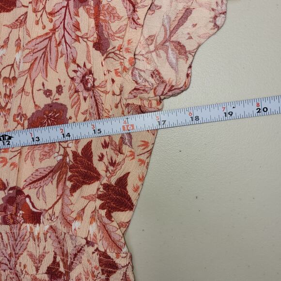 Knox Rose Boho Shirt Dress XL Low High Floral Button Front Tassel Belt Pink - Picture 10 of 13